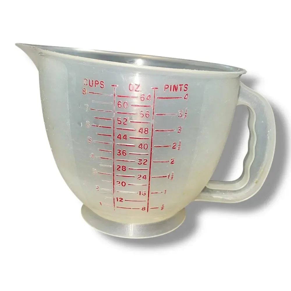 Vintage Tupperware Mix-N-Stor 8 Cup Measuring Pitcher 2L Red Letters 500 USA